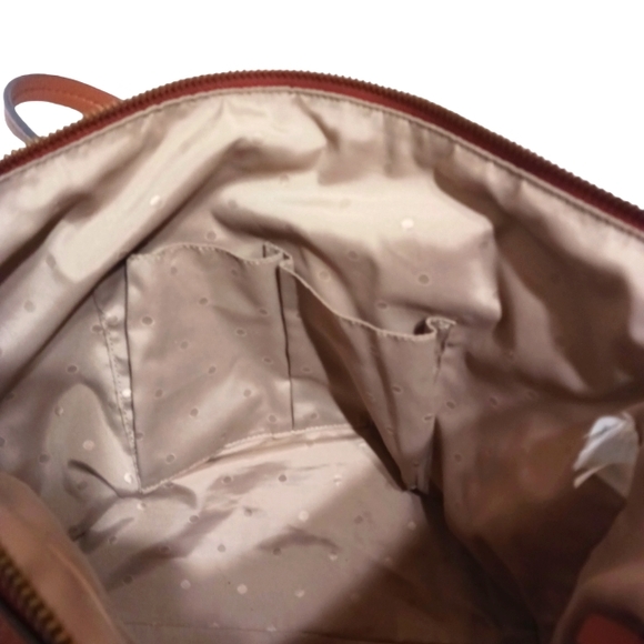 J Crew Pebbled Leather Shoulder Bag Tote Caramel/Cognac Brown Devon zip top - Picture 9 of 12